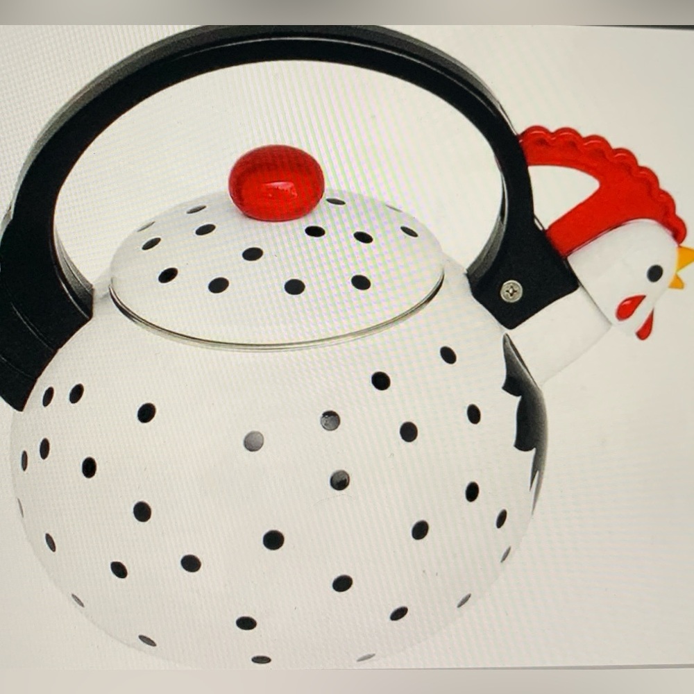 Home-X White Rooster Whistling Tea Kettle